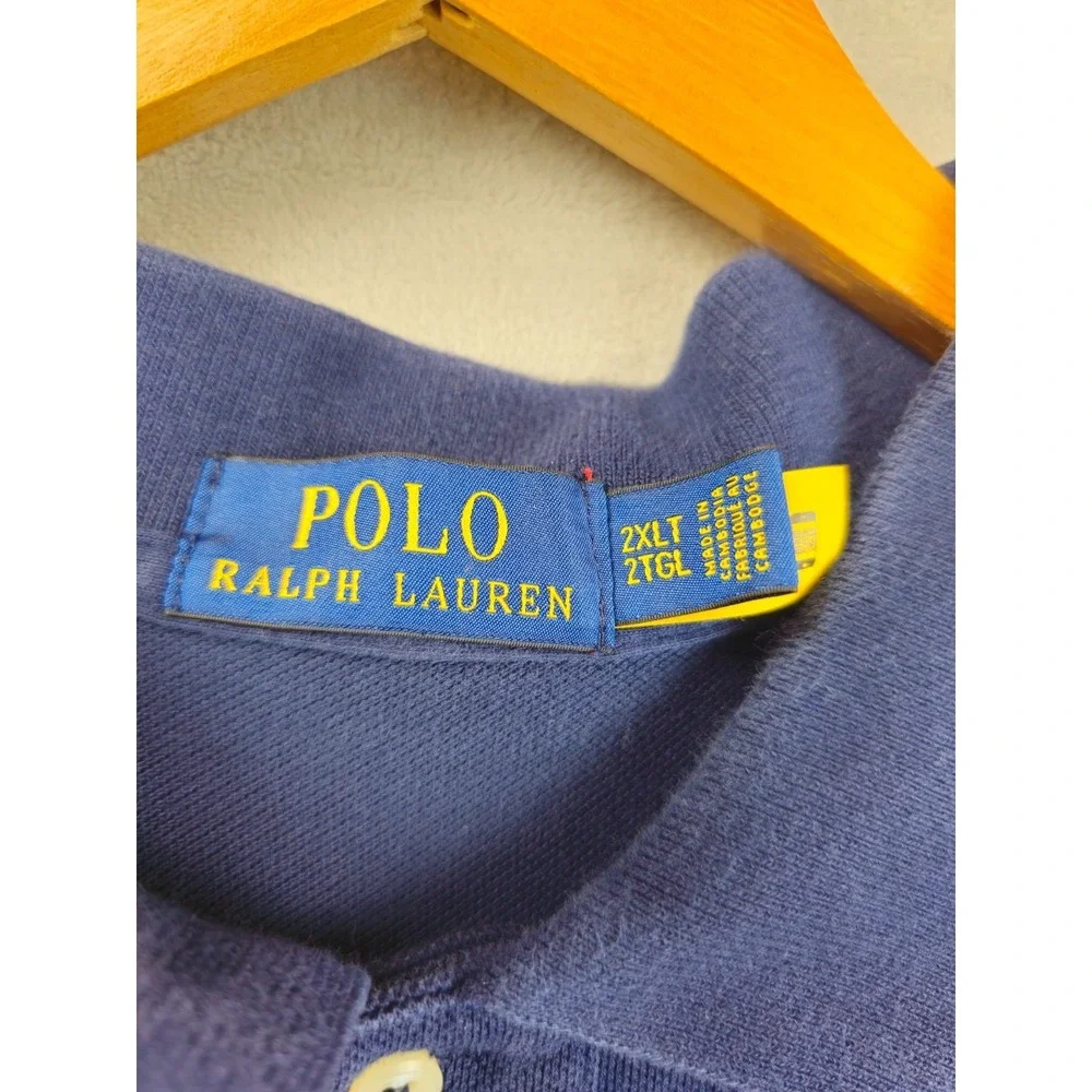 Ralph Lauren Polo Shirt 2XLT Tall Navy Red Pony Rugby Outdoors Men Casual